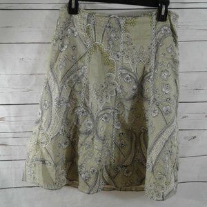 Ann Taylor Floral Skirt Size 0 Green A line Lined